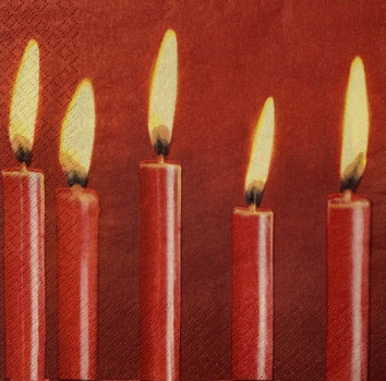 Serviette Kerzen rot, brennend, Rarität